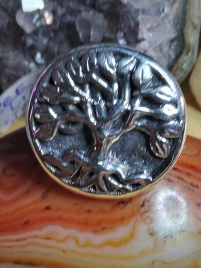 Sterling Silver Tree of Life Statement Ring - Women Jewelry. Size 6